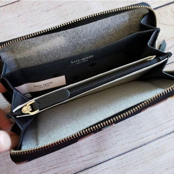 Kate Spade Large Dawn Paper Rose Floral Print Continental Zip Around Wallet - Picture 9 of 13